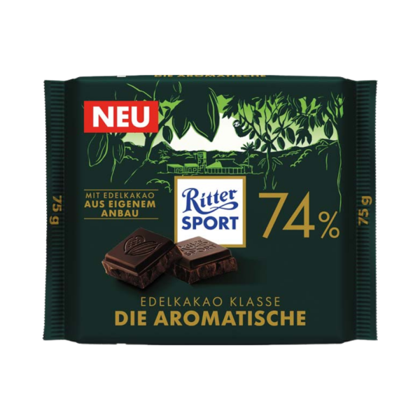 742547 Ritter Sport Edelkakao ­Klasse Die Aromatische 74 Prozent, 75g